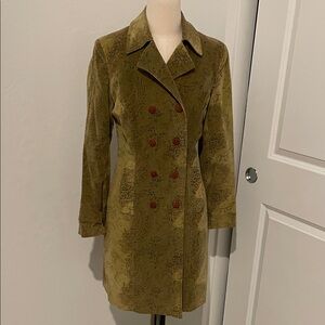 Express Olive Patterned Trench Coat